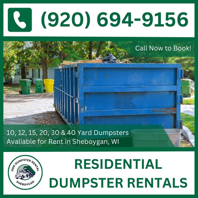 Economical Residential Dumpster Rentals for Sheboygan, WI - Save Big in Sheboygan County - DDD Dumpster Rental Sheboygan